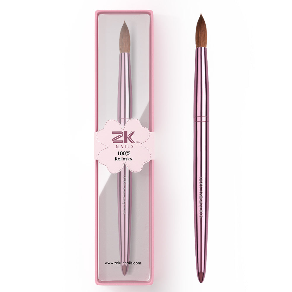Zekunnails Round oval size (#8/10/12/14/16) 100% Kolinsky Acrylic nail brush