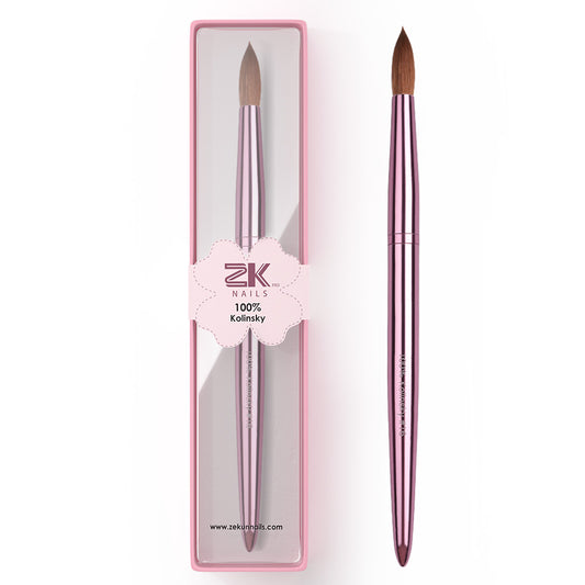 Zekunnails Round oval size (#8/10/12/14/16) 100% Kolinsky Acrylic nail brush