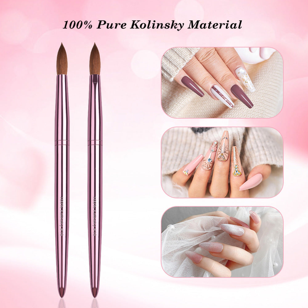 Zekunnails Round oval size (#8/10/12/14/16) 100% Kolinsky Acrylic nail brush