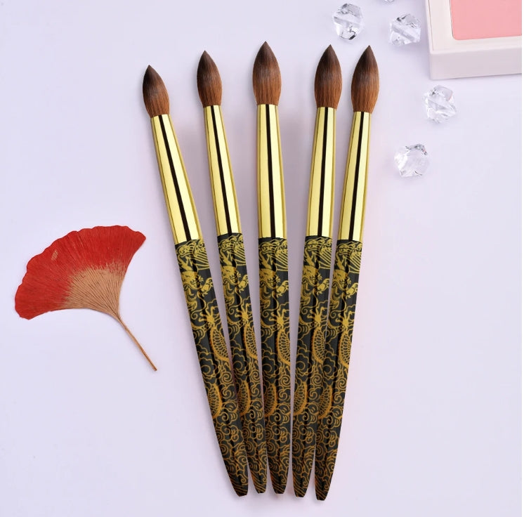 Zekunnails Red Dragon (#8/10/12/14/16) 100% Kolinsky Acrylic nail brush