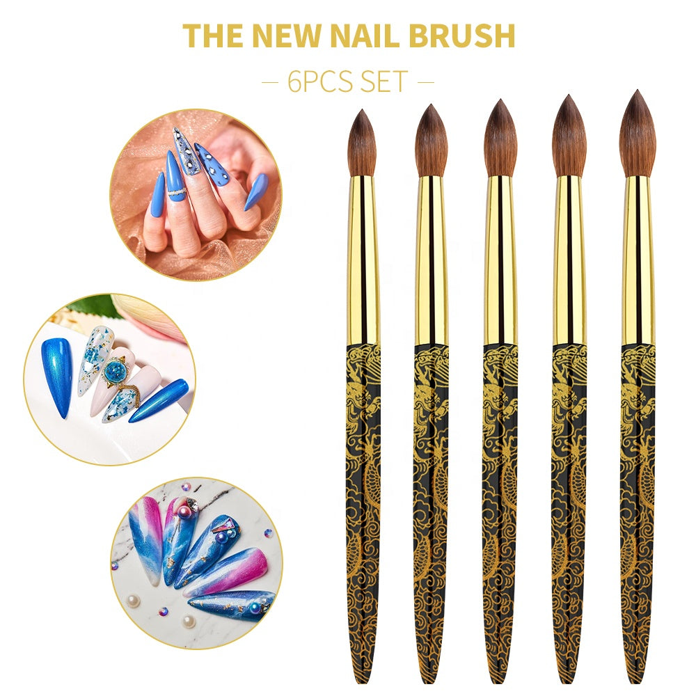 Zekunnails Red Dragon (#8/10/12/14/16) 100% Kolinsky Acrylic nail brush